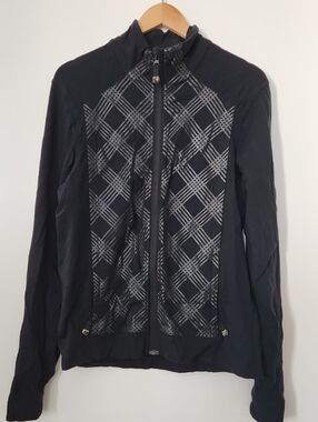 GUC Men's Small Lululemon Black Zip-Front Jacket with Plaid Panel